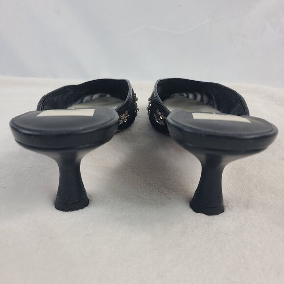 NEW Dolce Vita Clara Wide Black Mesh Embellished Heels Size 7.5 - Picture 6 of 10